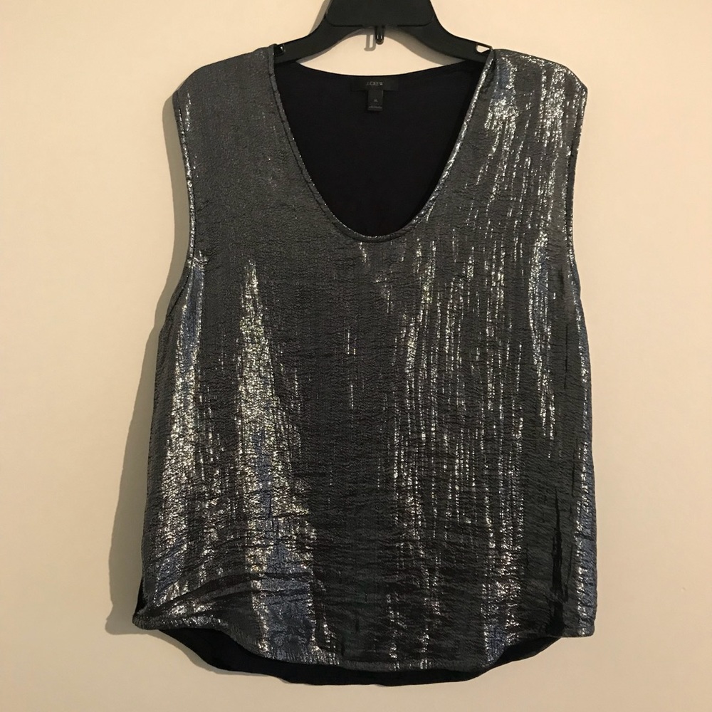 J. Crew Navy & Silver Top